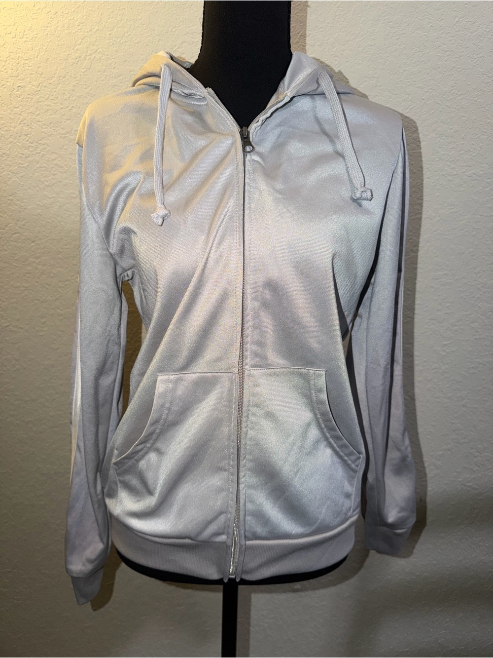 Women’s Light Gray Full-Zip Hoodie Jacket